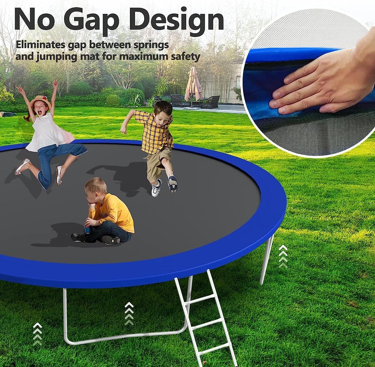 Upgraded 10/12/14/15/16FT Trampoline Outdoor, Large Kids Trampoline with Light, Stakes, Sprinkler, Backyard Trampoline with Basketball Hoop and Net, Capacity for 4-6 Kids and Adults