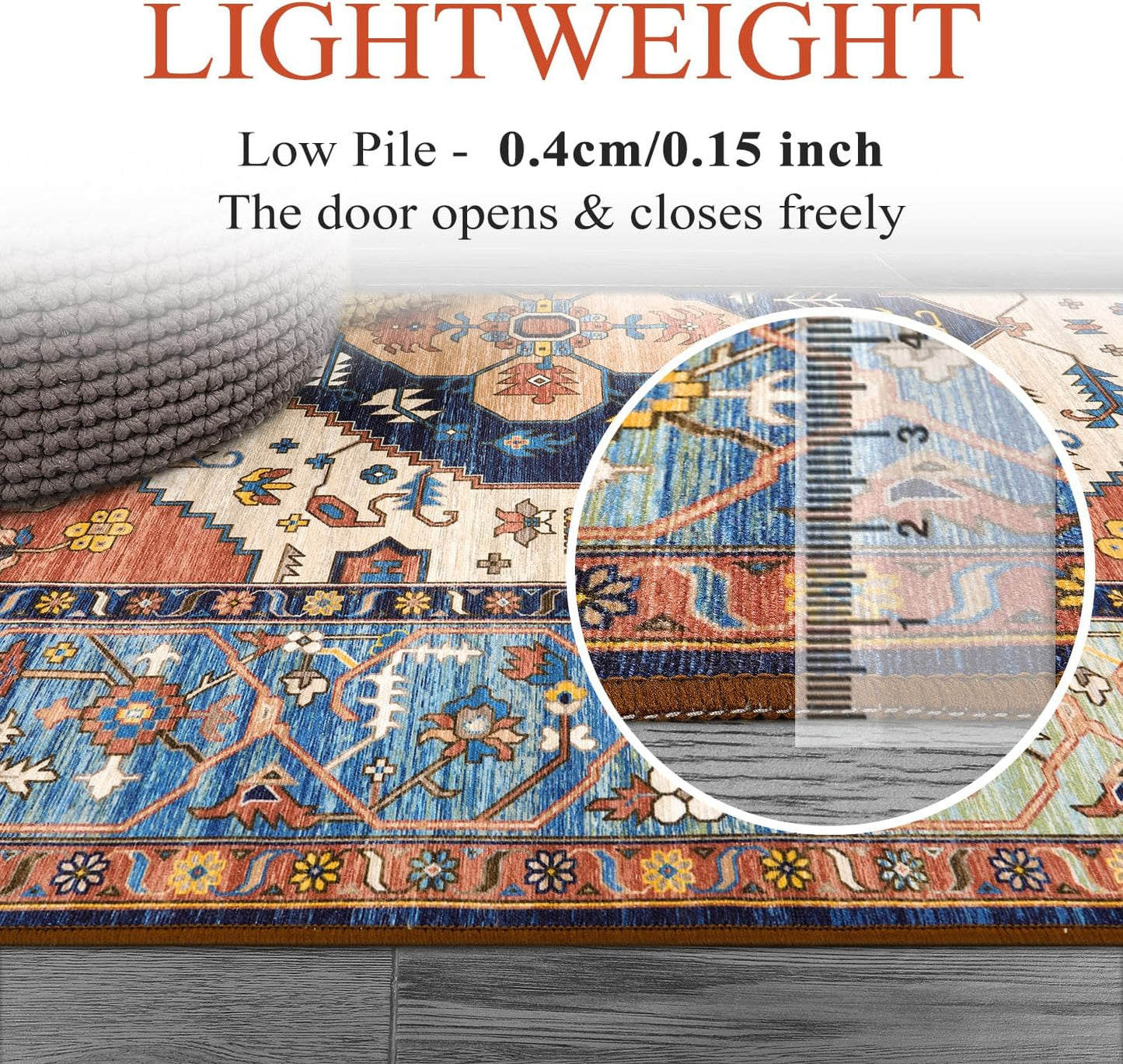 Lahome Boho Runner Rugs for Hallway - 2x4 Bathroom Area Rugs Non-Slip Small Throw Kitchen Rug Low-Pile Rugs for Entryway Laundry Room Rug Oriental Distressed Indoor Carpert Runner for Entrance BathRug