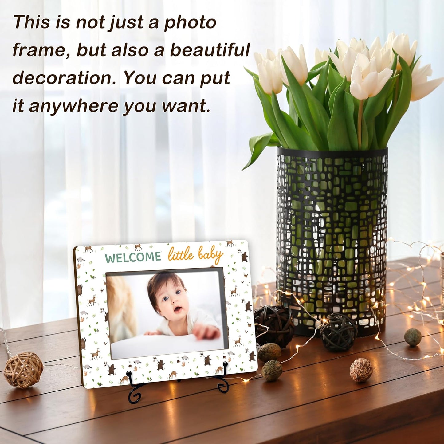 Baby Photo Frame, Woodland Animal Theme Picture Frames, Welcome Little Baby Photo Frame, Nursery Decorations, Gender Reveal Gifts, New Father Mom To Be Gifts, Wooden Picture Frames -A23