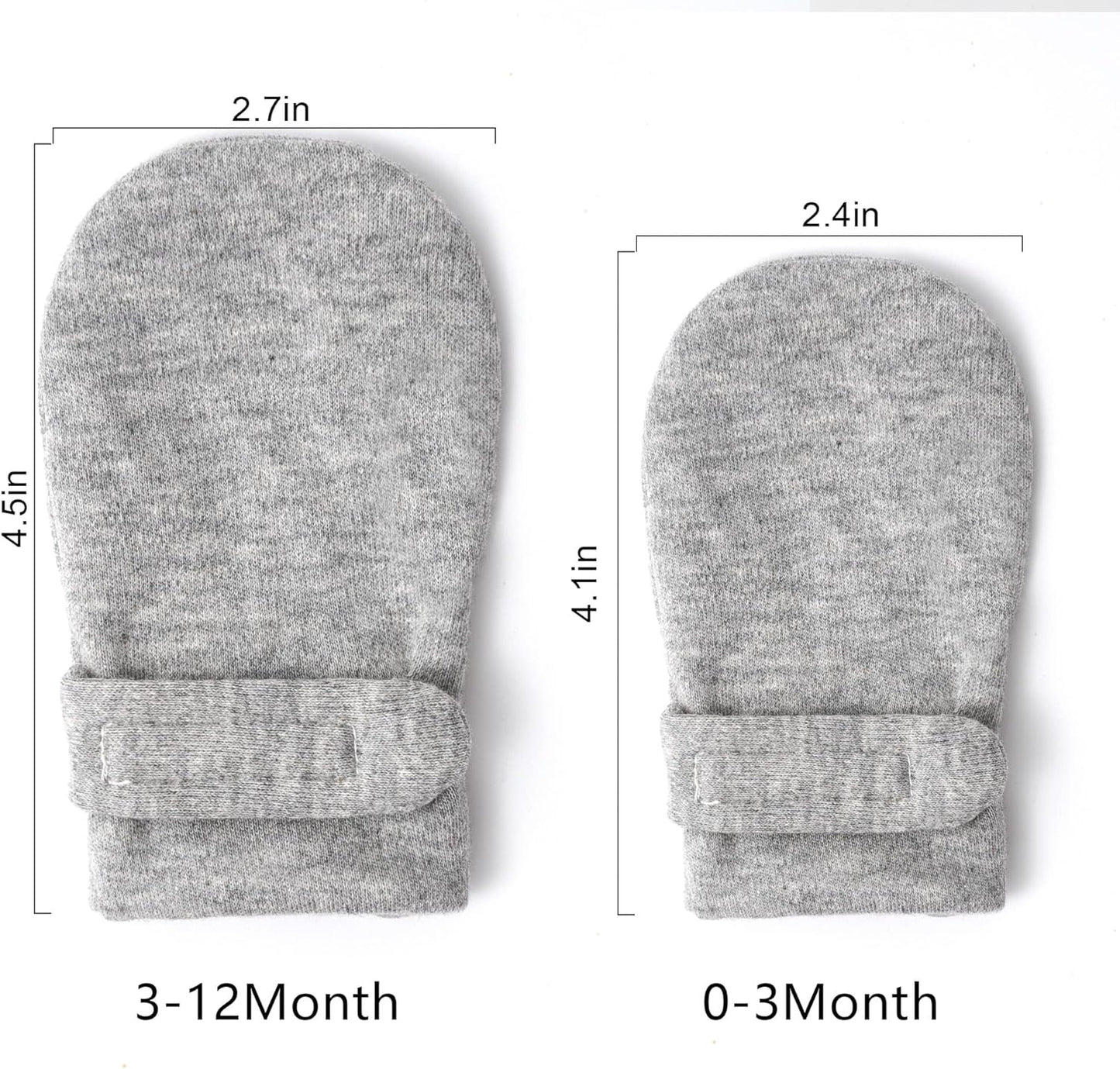 Newborn Baby No Scratch Mittens Stay On, 100% Cotton Breathable, Adjustable Infant Gloves for Baby Boys Girls Mittens