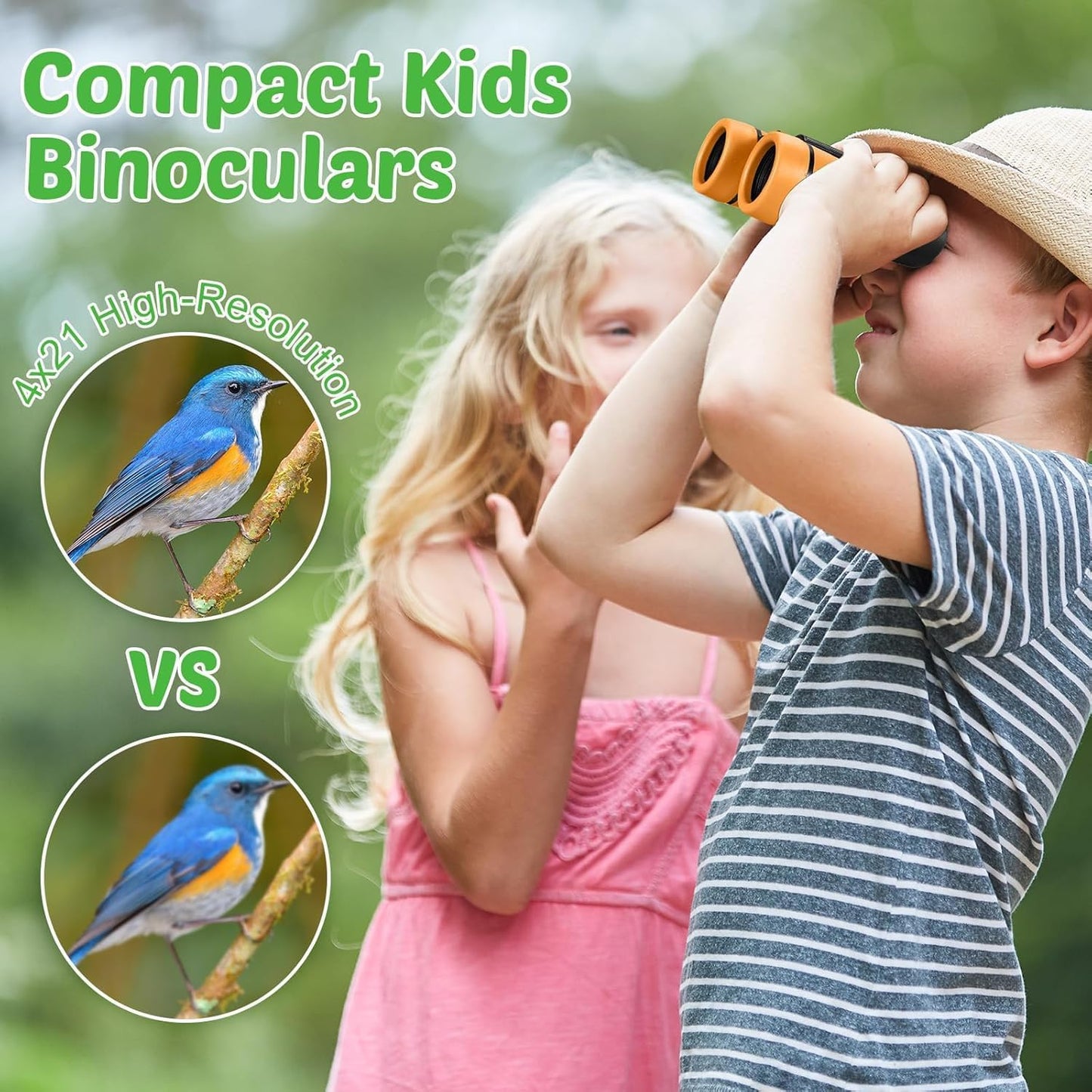 Hiboom 8 Set Kids Binoculars Bulk Shockproof Folding Children Mini Compact Binoculars Compass Magnifying Glass for 3-12 Years Boys Girls Kids Bird Watching Camping Outdoor Play