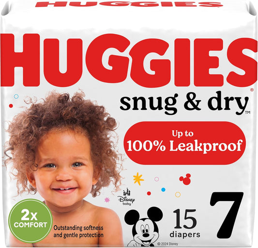 Huggies Size 7 Diapers, Snug & Dry Baby Diapers, Size 7 (41+ lbs), 15 Count, Packaging May Vary