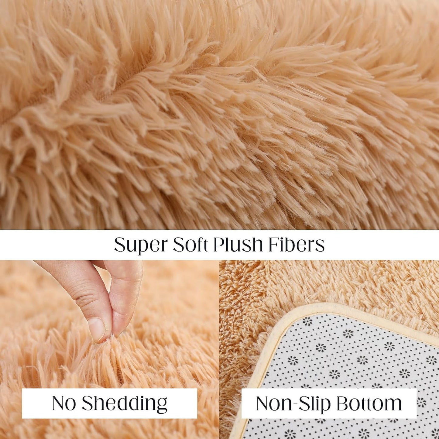 9x12 Area Rug, Fluffy Plush Carpet for Living Room, Bedroom, Nursery, Study, Kids Room - Soft Non-Slip Indoor Decor, Camel