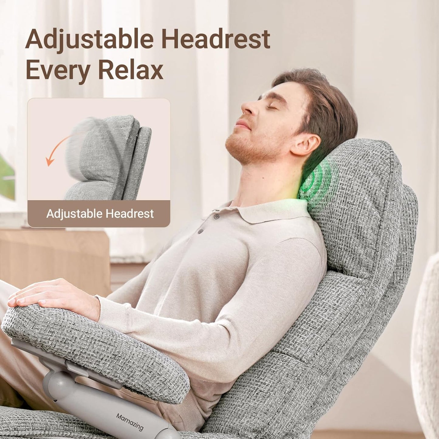 Nursery Swivel Glider Recliner Chair with Adjustable Armrests & Headrest, Rocking Chair Nursery with Removable Cover for Breastfeeding, FSC & Oeko-TEX Certified, Grey