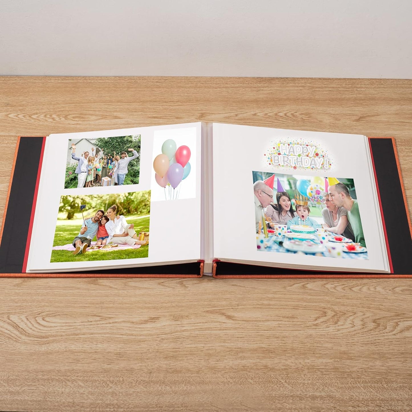 Photo Album Self Adhesive Scrapbook Album for 4×6 Pictures DIY Magnetic Linen Cover Album 15 Sheets/30 Blank Pages for Family Wedding, Birthday, Christmas, Anniversary (Orange)