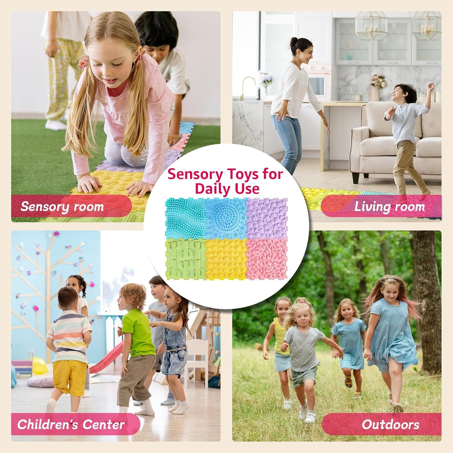 Sensory Mat for Autistic Children Massage Game Mats Puzzle Play Mats Textured Sensory Floor Tiles for Kids Toddlers Sensory Room Must Have