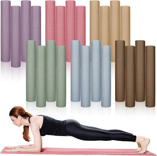 Timgle 24 Pack 68" x 24" Yoga Mat Bulk, 4mm Thick Extra Long Sports Mat Anti Slip Tear Resistant Yoga Exercise Set for Fitness Stretching Home Workout Gym and Studio