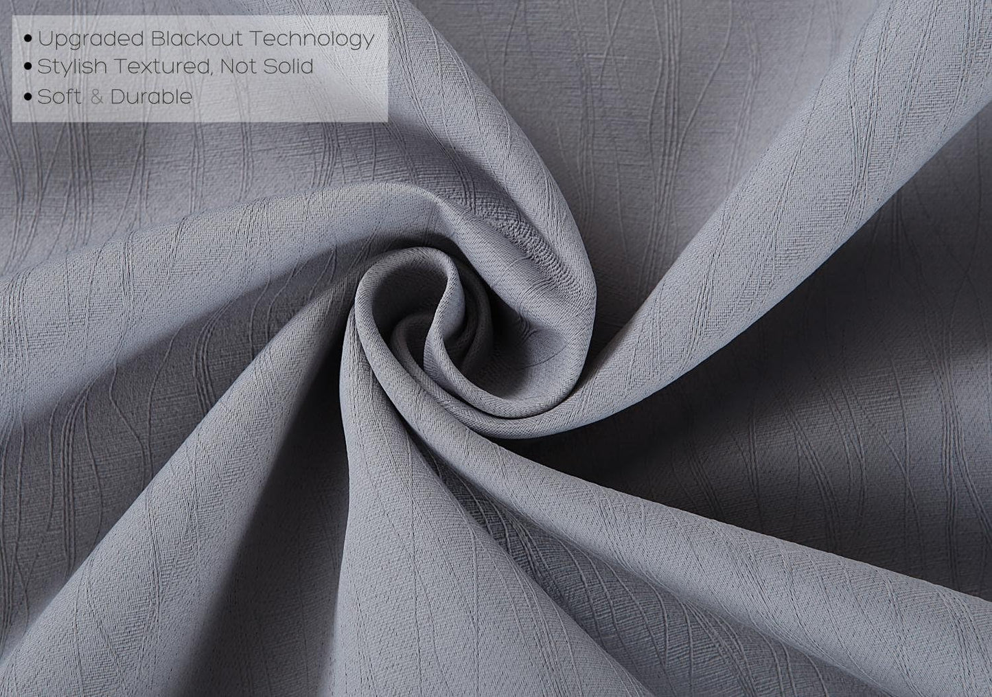 MIUCO Blackout Curtains Room Darkening Curtains Textured Grommet Window Curtains for Living Room 2 Panels 52x84 Inch Long Silver