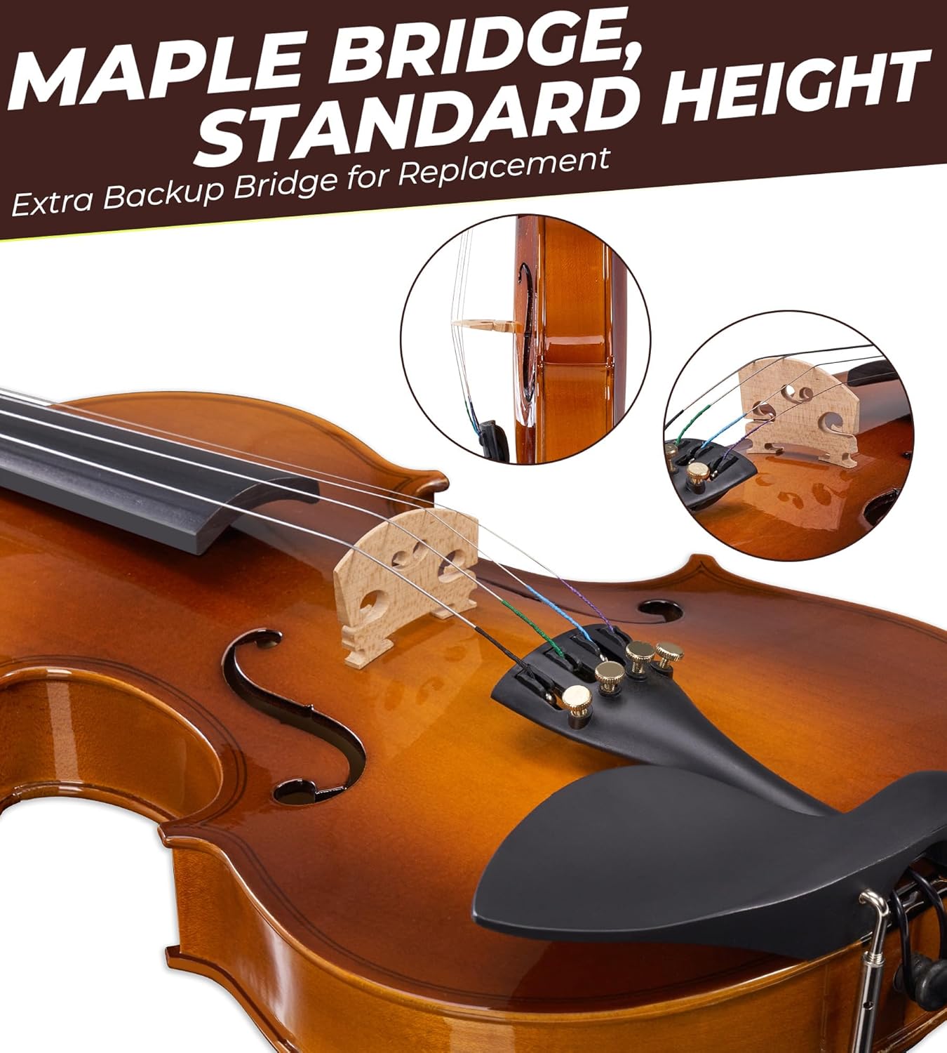 Vangoa Violin 3/4 Size for Kids Full Set, Beginners Fiddle Three Quarter Bundle Acoustic Violins Starter Kit Package Side Solidwood, Hard Case for School Students, Childrens, Adults Ages 9-12