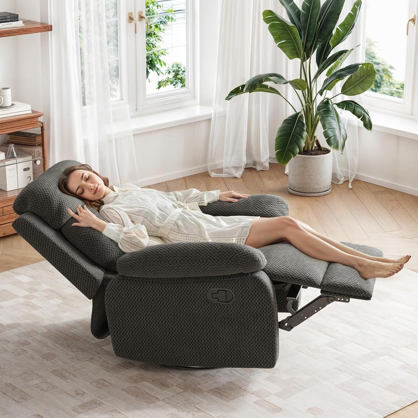Small Rocker Swivel Recliner Chair for Adults Women for Small Spaces, Bedroom, Living Room