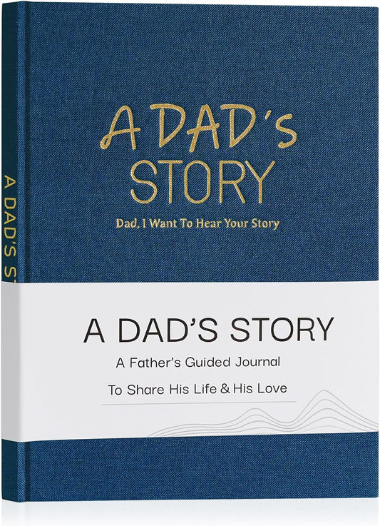 Artmag Dad's Life Story Journal Family Keepsake Book Linen Hardcover for Dad to Share His Memories, with 250+ Prompt Questions Book Gift for Birthday Father's Day Christmas (Blue)