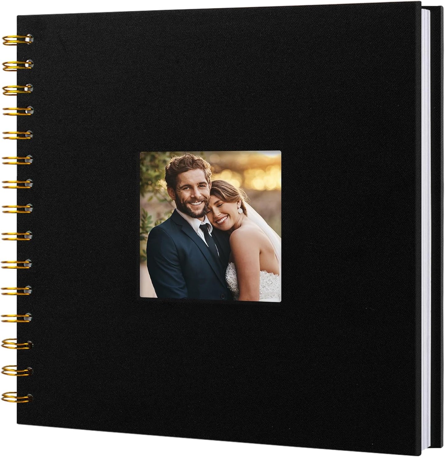 Scrapbook Photo Album Linen Cover, 8 x 8 Inch Hardcover Kraft White Pages Memory Book, for Travel Wedding Guest Book Christmas Baby Shower (20 Sheets/ 40 Pages,Black)