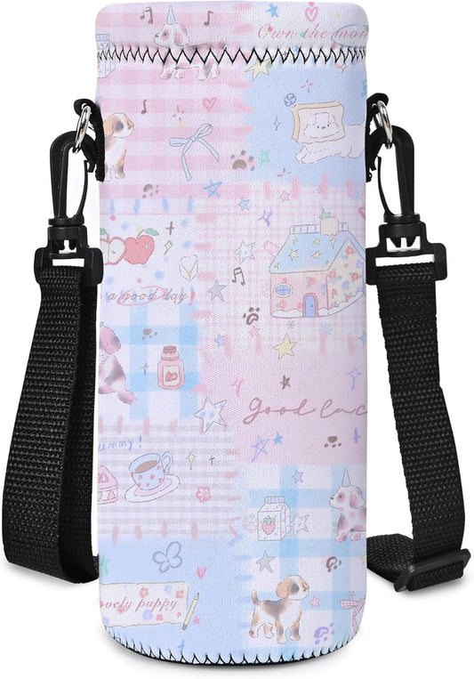 AUPET Water Bottle Sling Bag Carrier Crossbody Sleeve,Insulated Neoprene Bottle Case Holder Pouch Cover 500ML/17oz with Shoulder Strap for Walking Women Men
