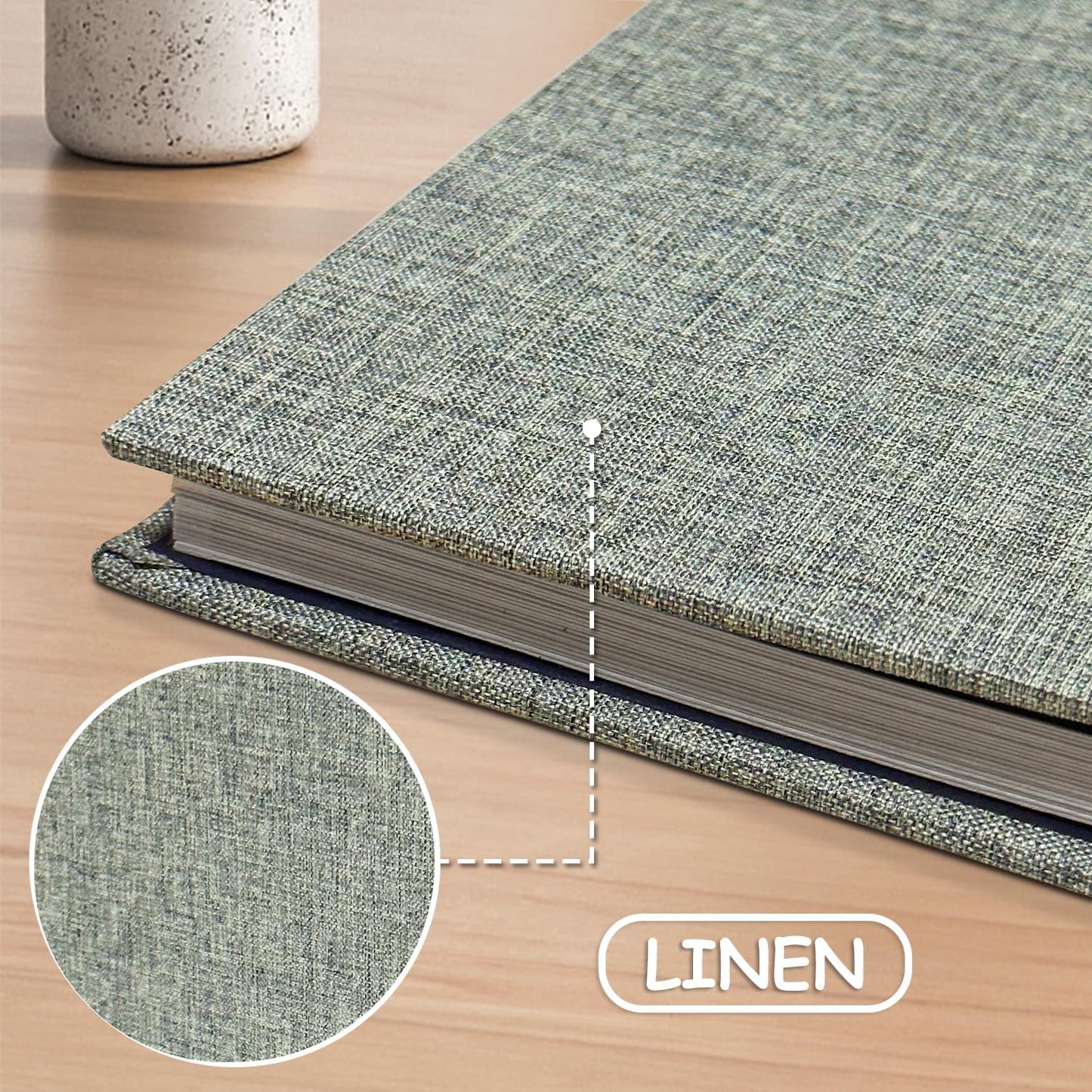 Large Photo Album Self Adhesive Scrapbook Album for 4×6 5×7 8×10 Pictures DIY Magnetic Linen Cover Album 40 Pages for Family Wedding Gifts with Metal Pen and Plastic Board, Light Green