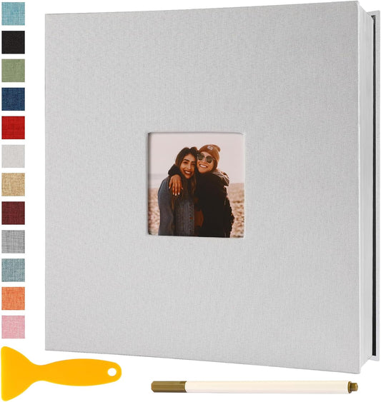 Photo Album Self Adhesive Pages Scrapbook Magnetic Photo Albums for 4x6 5x7 8x10 Pictures Sticky Pages Books for Baby Family Wedding 11x10.6 White 60 Pages