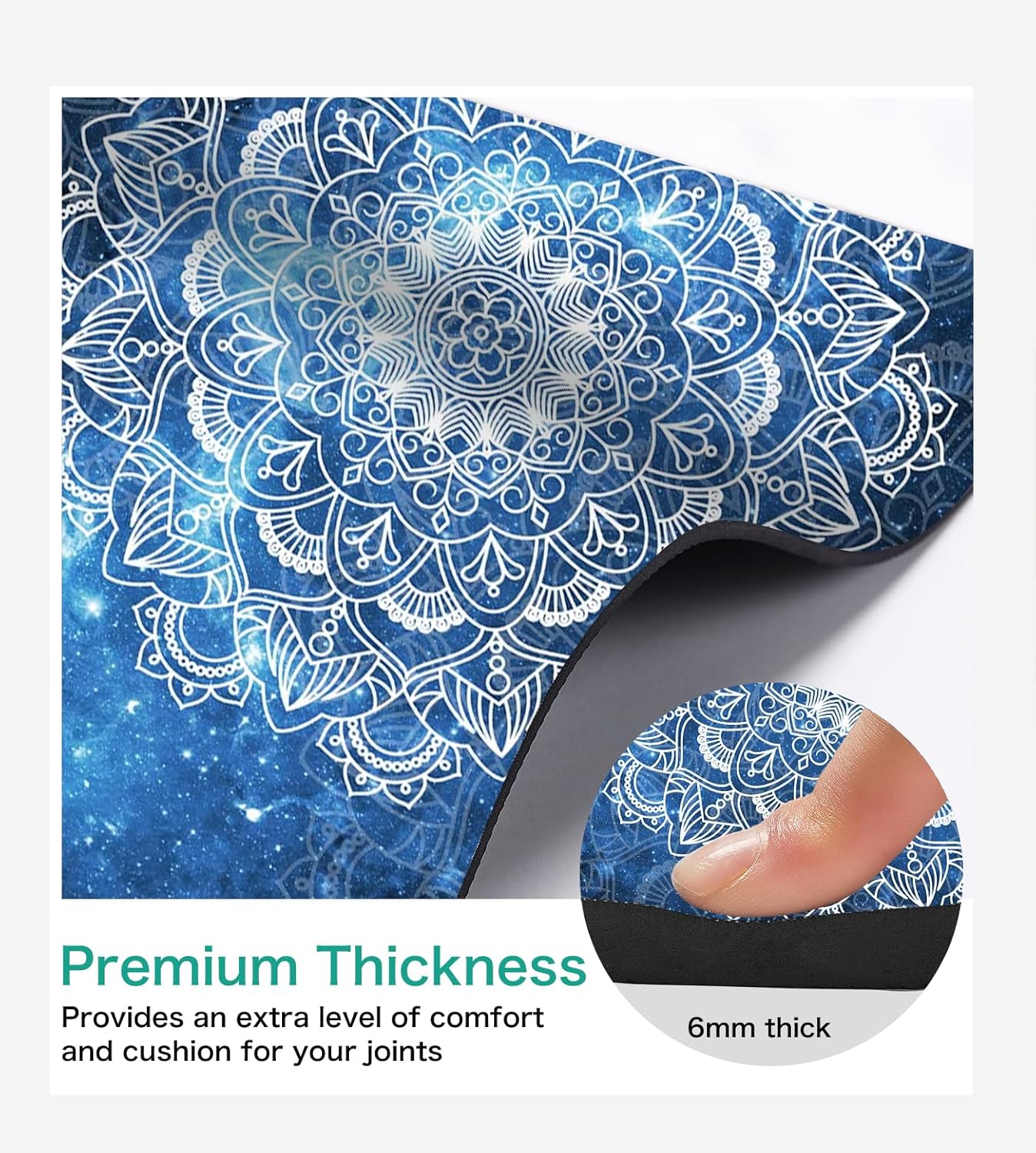 Non Slip Yoga Mat TPE Workout Mat for Men Women, Thick Workout Mat with Carrying Strap, Fitness Mats for Exercise, Yoga, Fitness, Pilates, Floor Workouts (72" x 24" x 6mm)