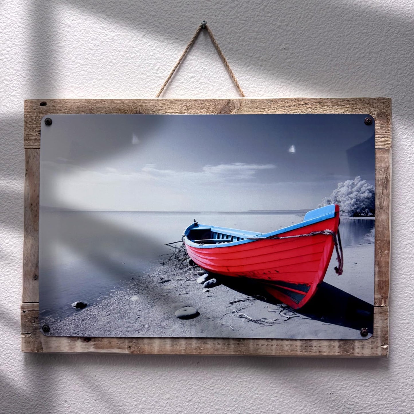 MUNDAZE Custom Portrait Metal Print on Reclaimed Wood Pallet Frame – Personalized Family Photo Gift – Glossy Aluminum Wall Art Keepsake – Made and Shipped in USA (18 x12)