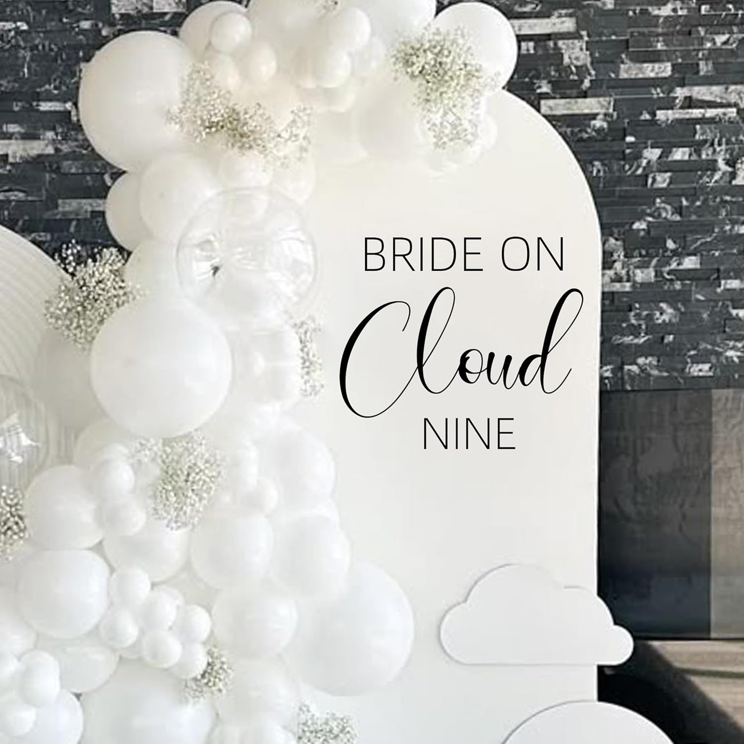 Bride On Cloud Nine Decal - Bride Shower Party Decorations, Wedding Engagement Bride-to-Be Bachelorette Party Supplies, Balloon Arch Background Wall Decor Cloud Sign Decal(Cloud Nine Decal)