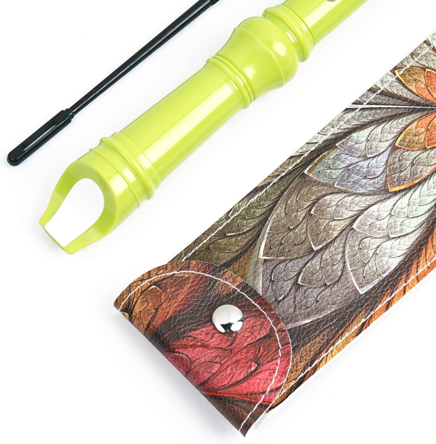 LIZIMANDU Recorder Instrument for Beginner Kids Adults,8-Hole Soprano Descant Recorder Music Flute with with Cleaning Rod & Leather Case For School Student Home Entertainment(2-Orange Flower)