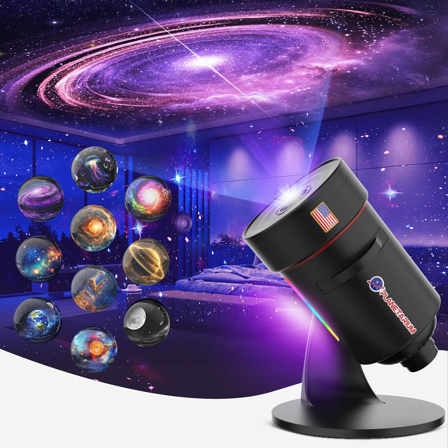 [2025 8th Gen] Star Projector, Galaxy Projector for Bedroom Night Light with Timer, Mood Lighting, Solar System Realistic Space Planetarium Projector Moon Lamp, Room Decor for Ceiling Kids Adults
