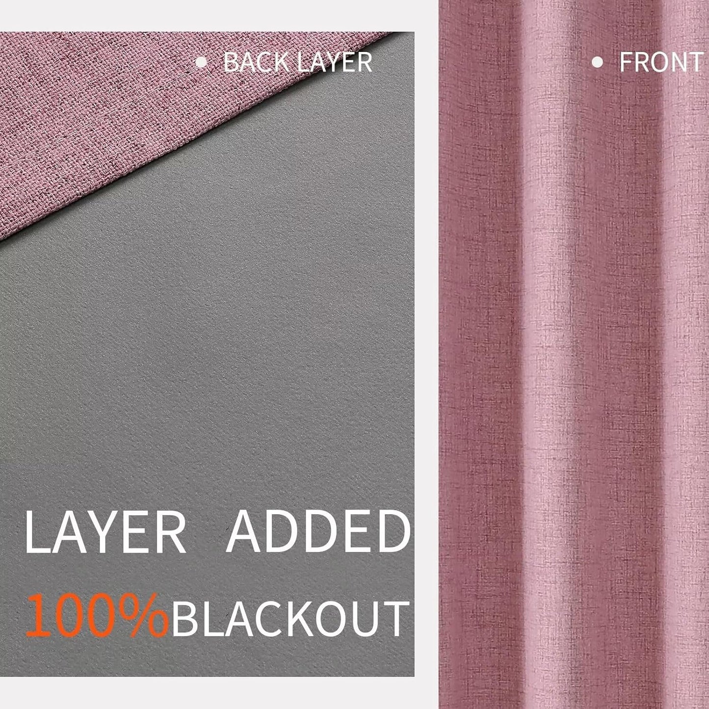 Joydeco Custom Pink Textured Total Blackout Curtain for Bedroom and Living Room. Grommet Textured Thermal Insulated Room Darkening Curtain 1 Panel (Custom Size and Color)