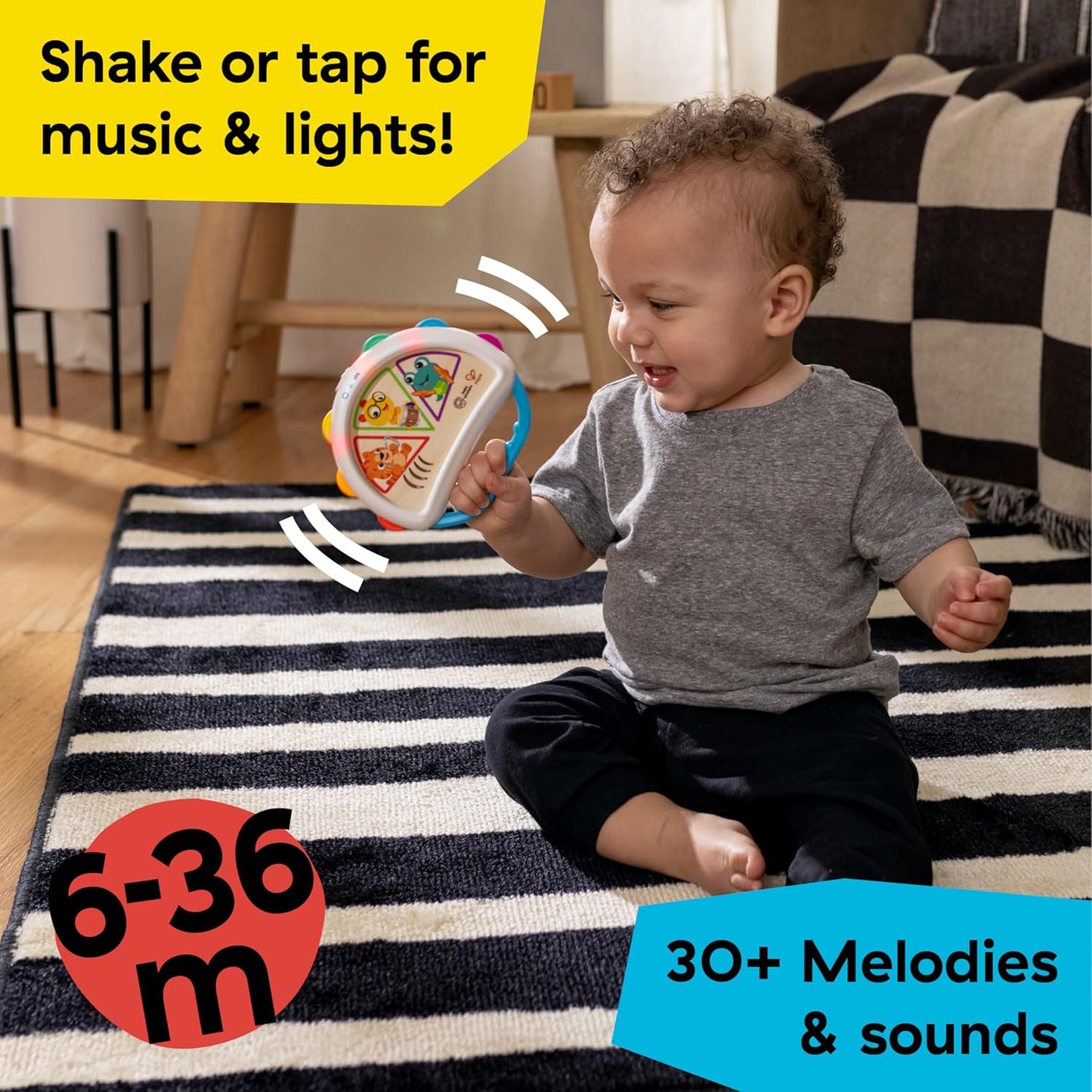 Baby Einstein + Hape Tap & Shake Magic Touch Tambourine, Ages 6 Months and Up