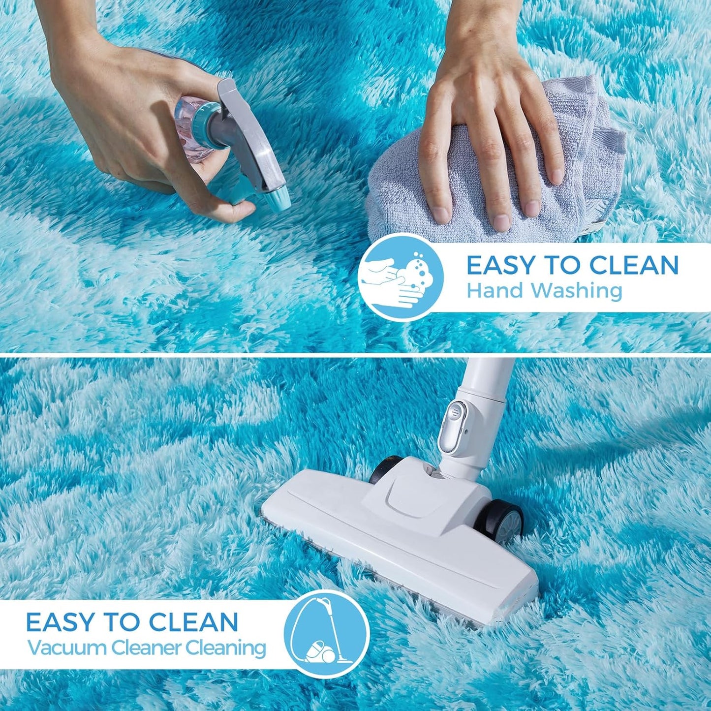 Ultra Soft Rug for Living Room, 4X6 Fluffy Shag Area Rug for Bedroom, Modern Shaggy Carpets Fuzzy Rug for Teens Dorm Nursery Home Decor Aesthetic, Upgrade Anti-Skid Durable, Tie-Dyed Blue