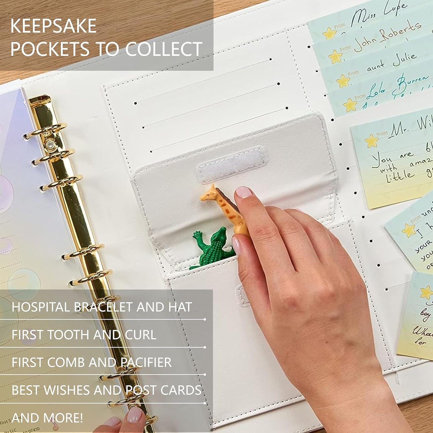 Leather-Bound Baby Memory Book Boy Girl - Beautiful Baby Scrapbook Album with Monthly Milestone Stickers | Loose-Leaf Elephant Baby Book Memory Keepsake Journal for Newborns