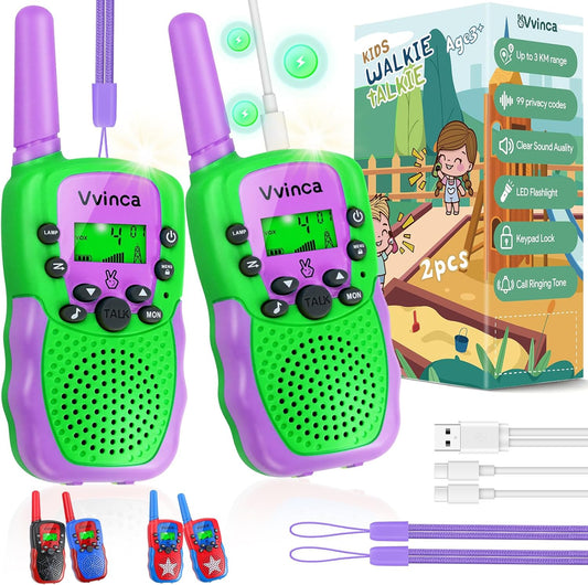 Vvinca Walkie Talkies for Kids Rechargeable, Spider Toys for Ages 3 4 5 6 7 8 9 10 Boys Girls Christmas Birthday Gifts for 3-12 Year Old, 2 Way Radio 22 CH VOX Long Range Walkie Talkie with Flashlight