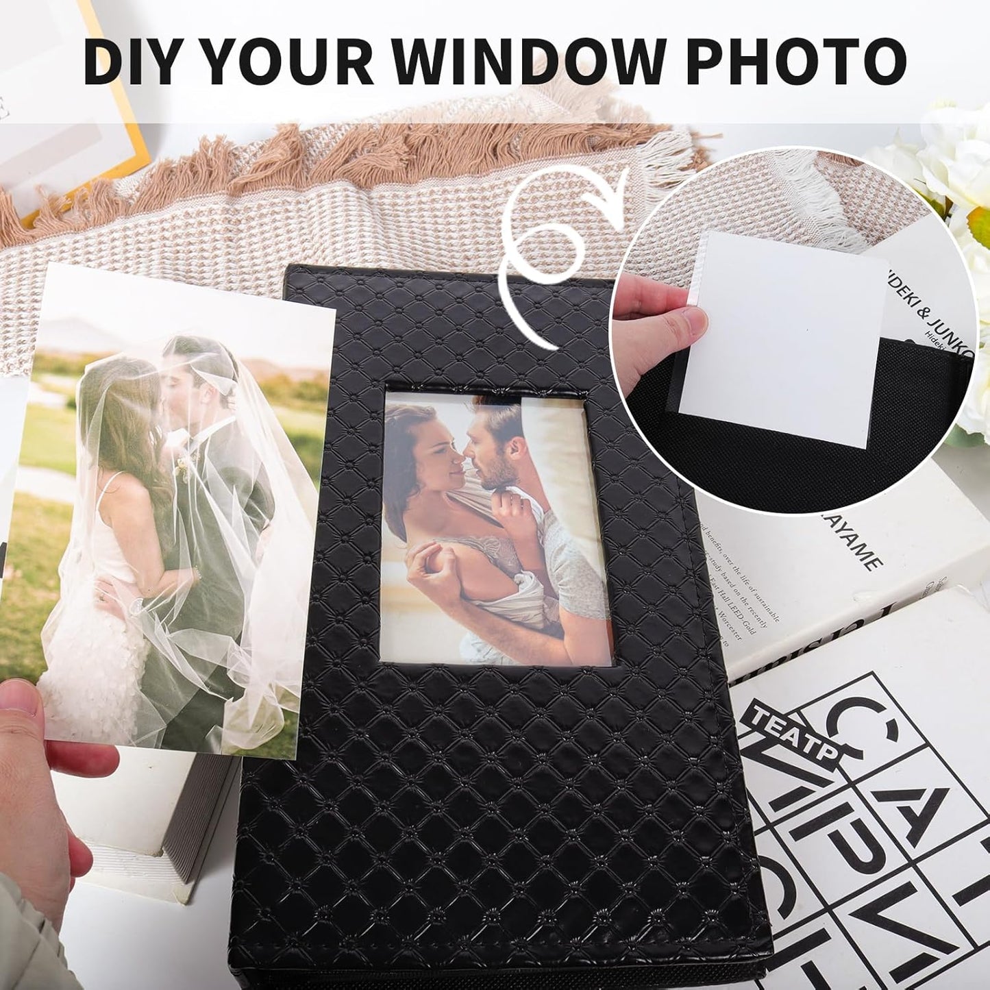 RECUTMS Photo Albums for 4x6 Photos Holds 300, 3 Per Pages Photo Picture Album PU Leather Button Grain Cover, Horizontal Photos Record Family Wedding Anniversary Baby Holiday Travel Album Wine Red