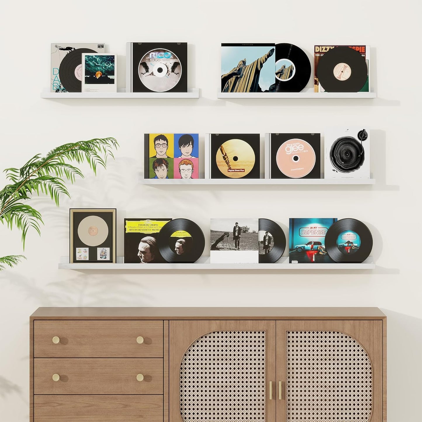 Picture Ledge Shelf, Solid Pine Wood Floating Shelves Set of 2, 36 Inches Nursery Book Shelves for Toys Storage, Kids Bookshelf Wall Mounted for Living Room Bedroom Decor Books Photo Frames, White