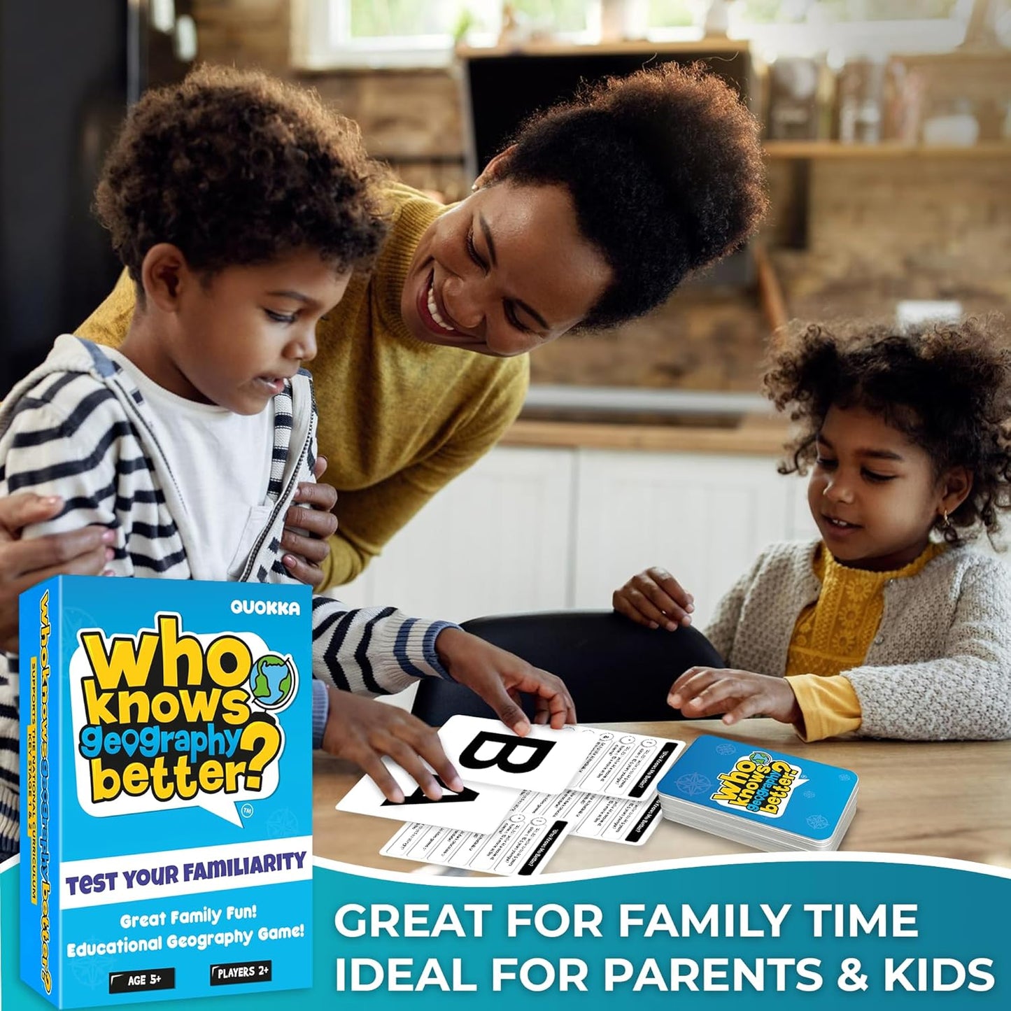 QUOKKA Who Knows Better? - Geography - Family Card Trivia Game | Fun Learning & Educational Questions for Families | Suitable for Boys & Girls