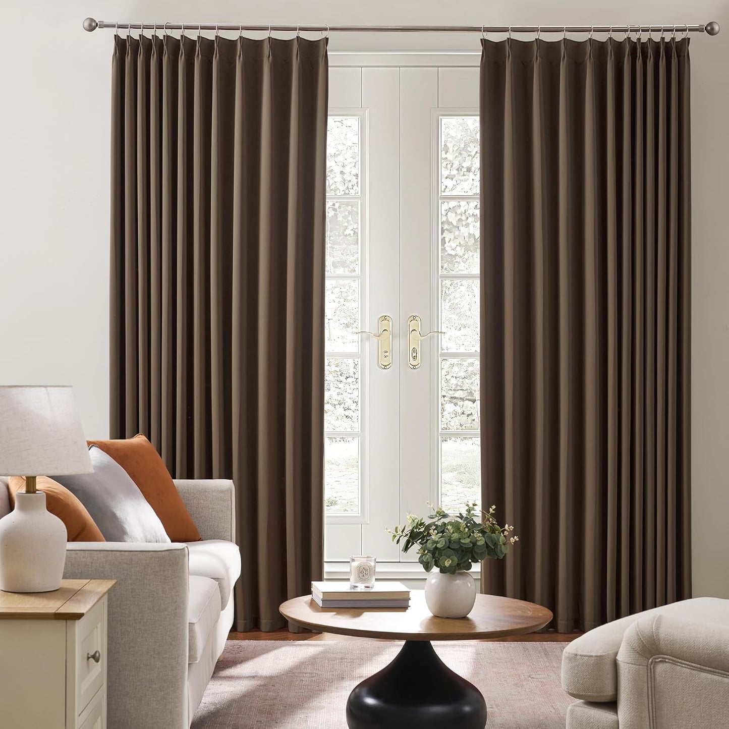 Summer Heat Blackout Curtains 72 Inches Long 6 Ft Length, Thermal Insulated Room Darkening Bedroom Drapes 2 Panels Set Burg Pinch Pleats Viral Curtain for Kids Room/Living Room(Brown,40"x72"x2 Panels)