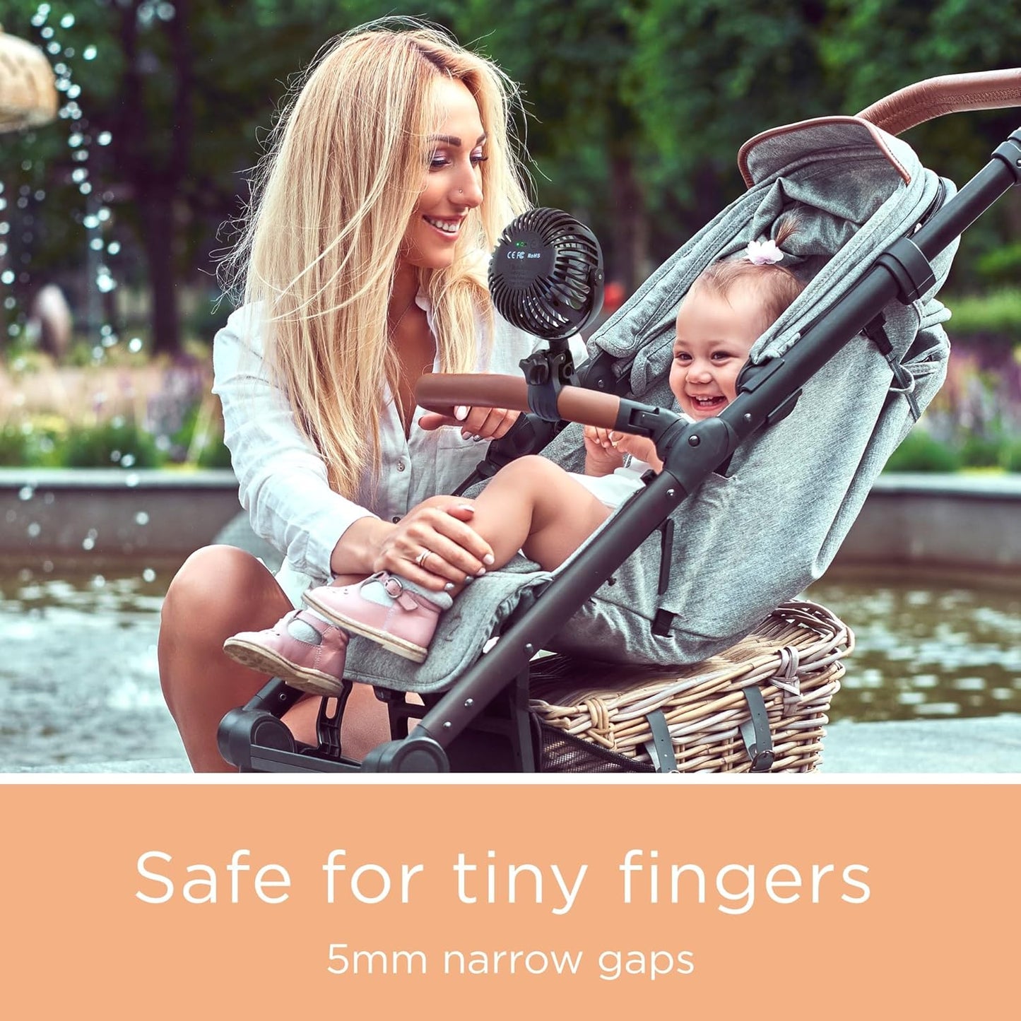 liuliuby Baby Stroller Fan with Clip | Clip On Fan for Baby Car Seat | Portable & Rechargeable with Durable Clamp | Stroller Accessories | Small Cooling USB Chargeable Battery (Jet Black)