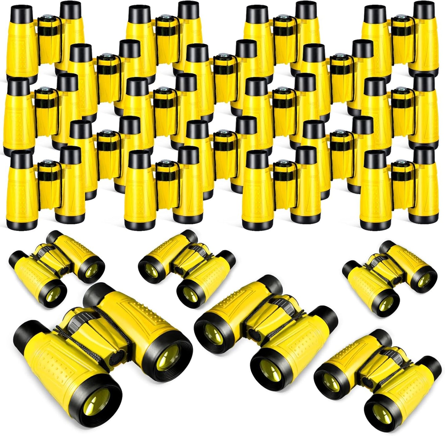 Libima 24 Pcs Binoculars for Kids Educational Compact Kids Binoculars with Neck String Toddler Telescope for Boys Girls Learning Bird Watching Camping Hiking Travel Safaris Birthday Gifts(Yellow)