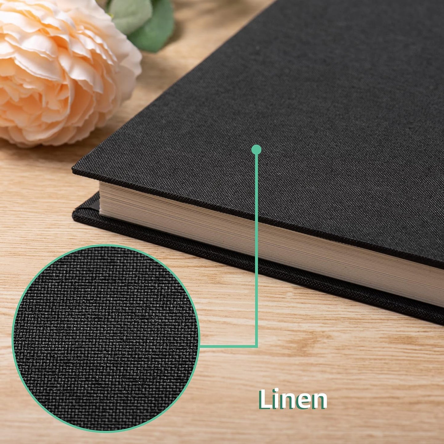 Large Photo Album Self Adhesive Scrapbook Album for 4×6 8×10 Pictures DIY Magnetic Linen Cover Album 40 Pages for Family Wedding Gifts with Metal Pen and Plastic Board