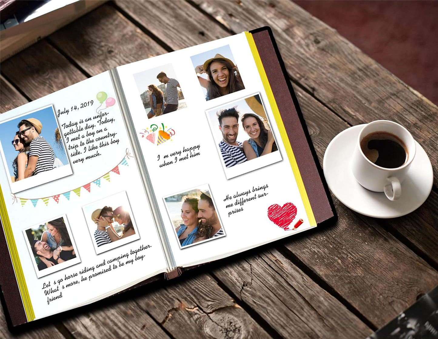 Magnetic Self-Stick Photo Album, Family Album, Leather Cover, Hand Made DIY Albums Holds 3x5, 4x6, 5x7, 6x8,8x10 Photos (Brown, Large)