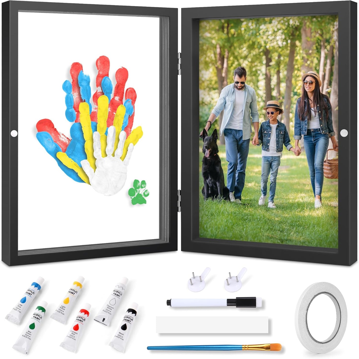 Family Handprint Kit, DIY Craft Keepsake Photo Frame, Hand Print Ornament Kits, Family Gifts for New Parents & Mom & Baby, Grandparents, Couples, Father's Day, Mother's Day, Anniversary