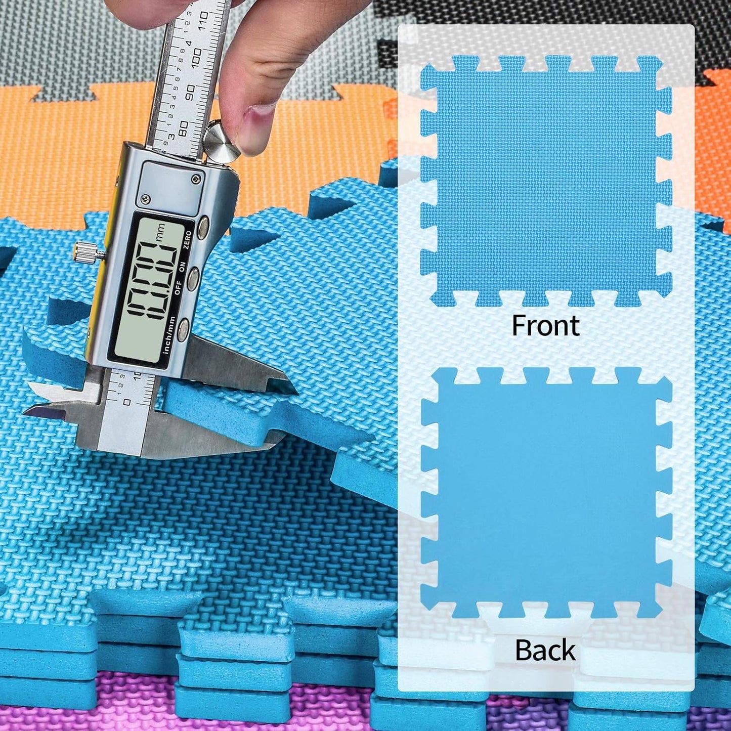 qqpp EVA Rubber 18 Tiles Interlocking Puzzle Foam Floor Mats - Baby Play Mat for Playing | Exercise Mat for Home Workout. Yellow, Blue, Green. QC-EGHb18N