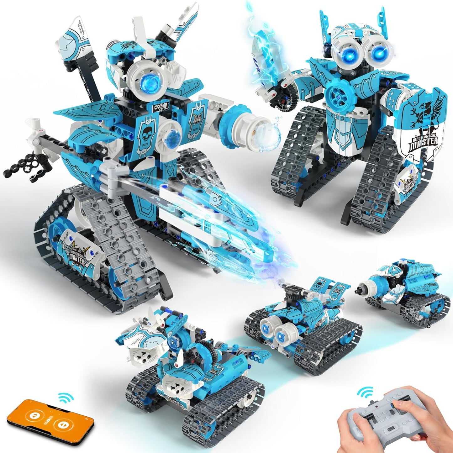 5 in 1 STEM RC Robot Building Kit, 398PCS APP & Remote Control Blocks DIY Engineering Robotics, Erector Science Set for Kids Age 6 7 8 9 10 11 12+, Educational Learn Toys Gift for Boys & Girls
