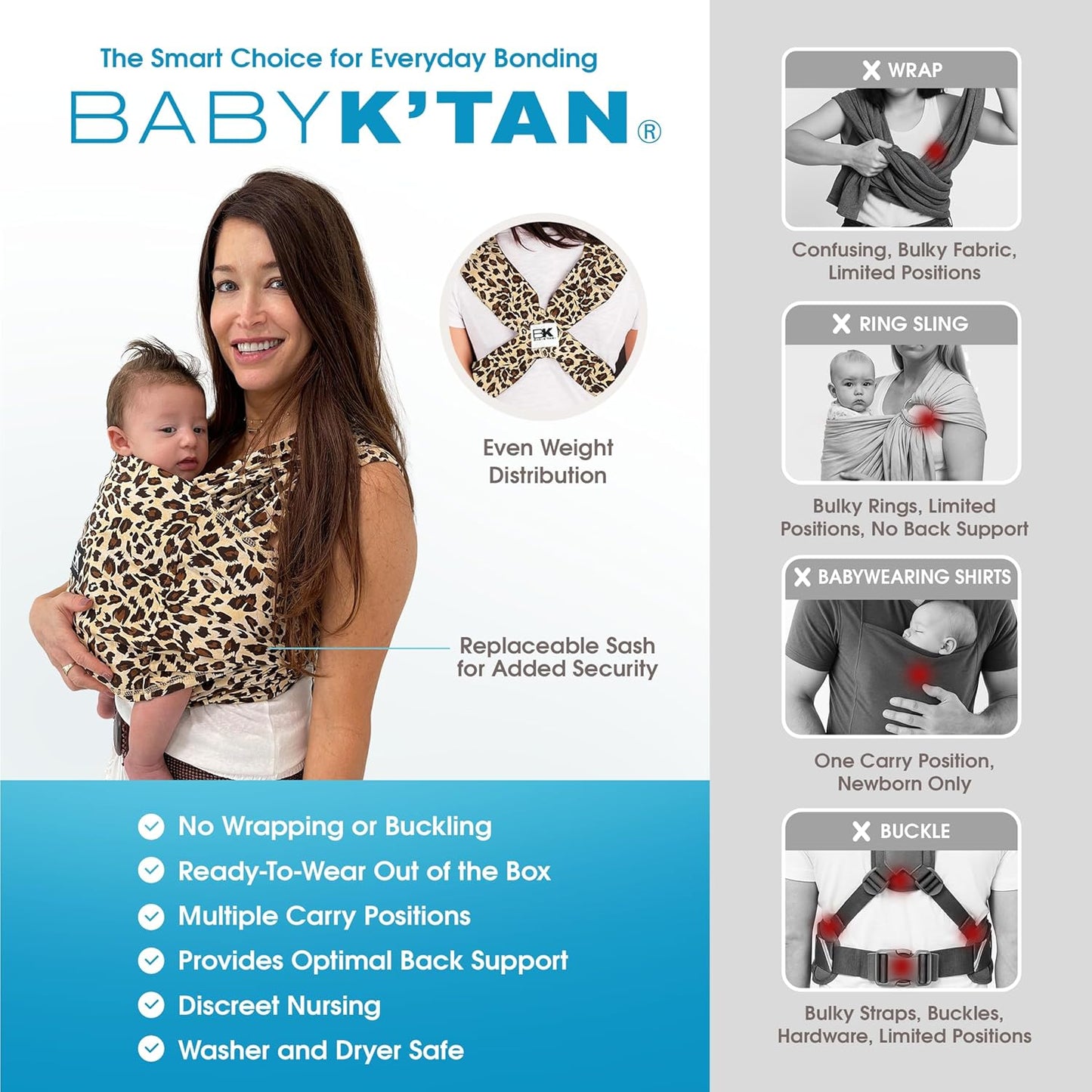 Original Baby K'tan Baby Carrier: #1 Easy Pre-Wrapped, Soft, Slip-On, No Rings, No Buckles | 5 in 1 Baby Sling Gift | The Best Hands Free Infant Wrap For Newborn to Toddler up to 35lb (See Size Chart)