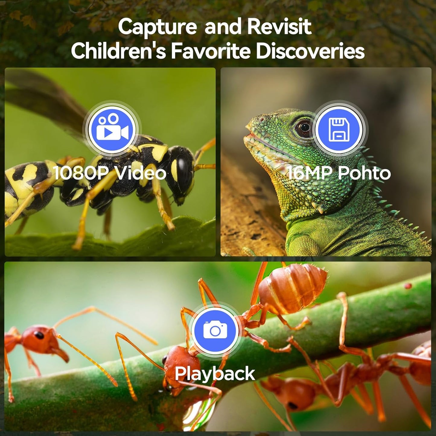 TOMLOV P30 Microscope for Kids, Portable 1000X Slides Digital Microscope with 2" Screen, HD 16MP Camera & 1080P Video, Pocket Coin Magnifying Glass with Light, Mini Handheld Magnifier for Trichome