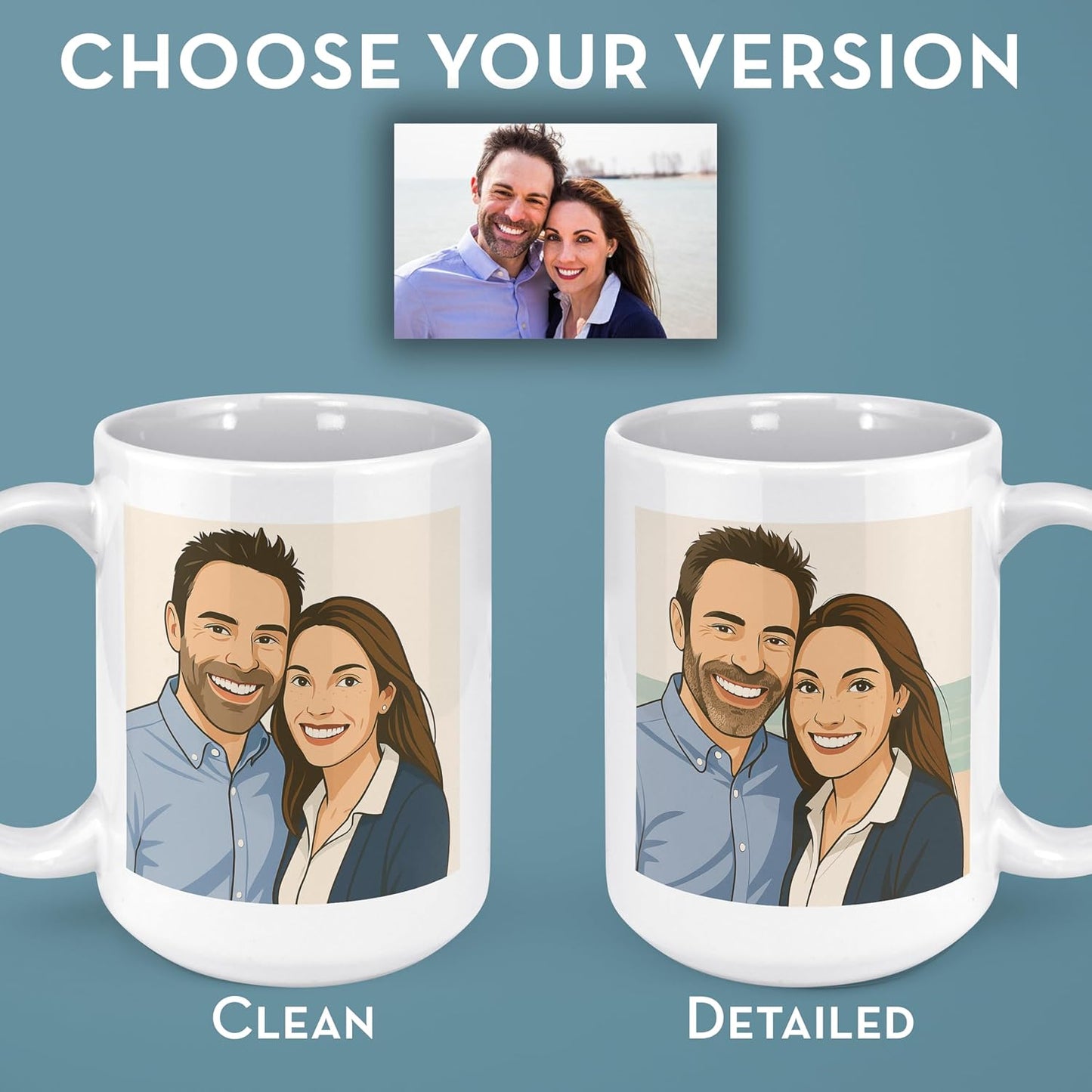 Personalized Coffee Mug, Custom Drawing Portrait Gift, Funny Customized Coffee Gift for Men & Women, Custom Mugs with Pictures, Pink 15oz Customized Ceramic Tea Cup