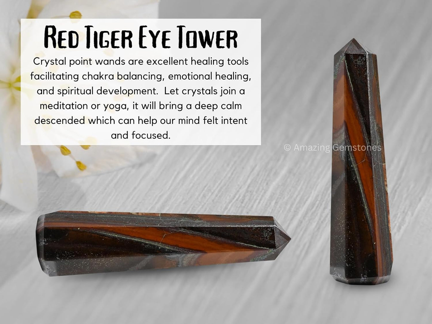 Amazing Gemstone Red Tiger Eye Crystal Towers - Natural Healing Crystal Point Obelisk for Reiki Healing and Crystal Grid (3 Inch)
