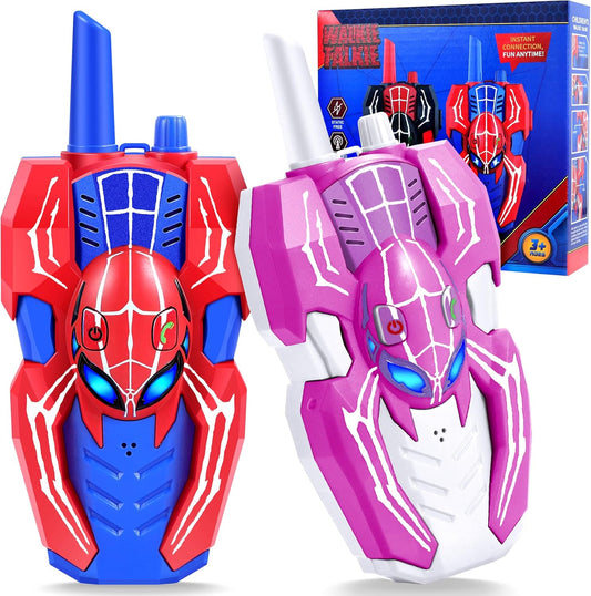 Vvinca Spider Walkie Talkies for Kids Toys Ages 3 4 5 6 7 8 9 10 Boys Girls 2 Pack Superhero Toys Lanyard Long Range Clear Sound Outdoor Game Camping Gear Spy Gadgets & Easter Christmas Birthday Gifts