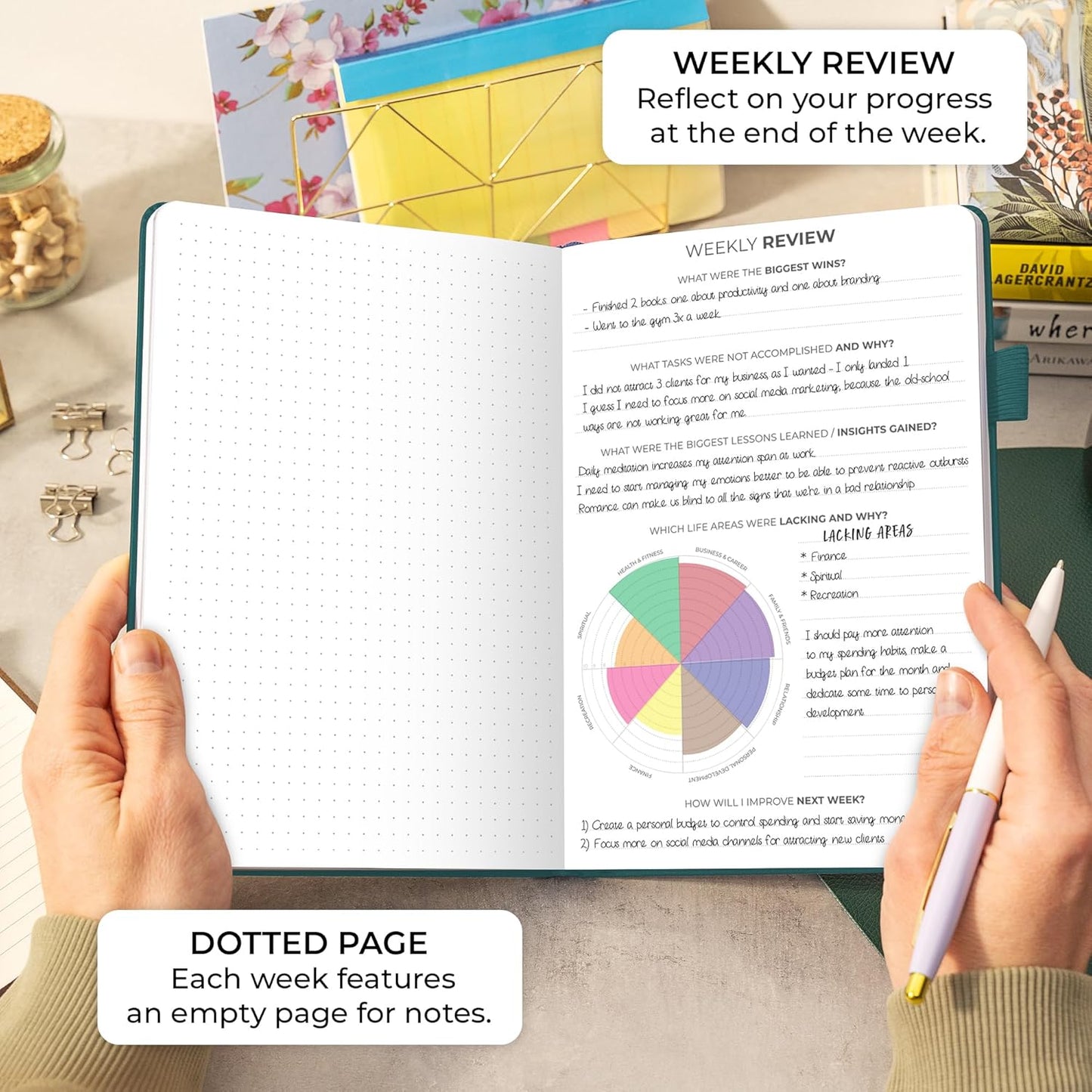 Clever Fox Planner Daily Premium – Undated Daily Planner with Hourly Schedule, Personal Organizer, Productivity Journal, 6 Months (Dark Teal)