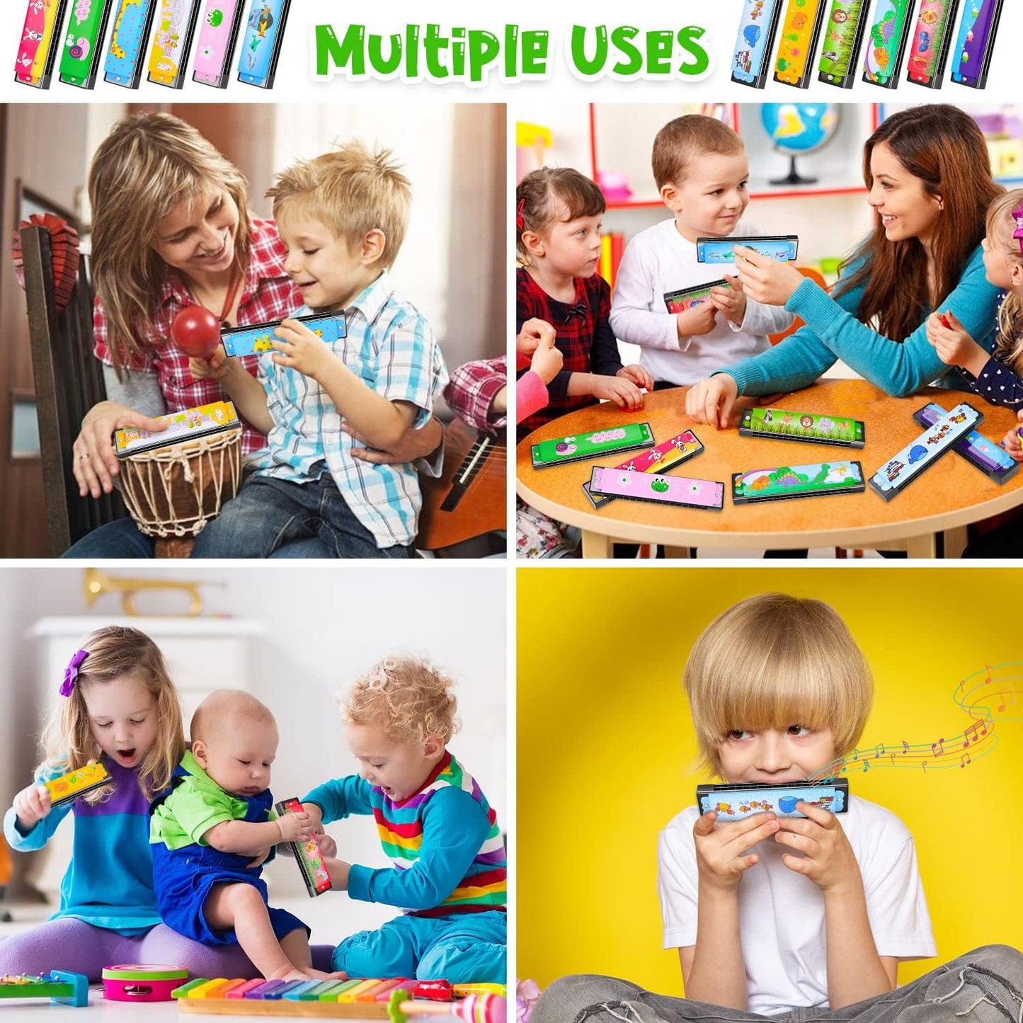 6 Styles Harmonica for Kids Lightweight Harmonicas with Double Row of 16 Holes Kids Harmonica Party Favors for Adult Beginners Musical Instrument Toy