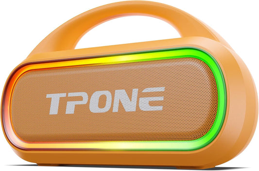 TPone Portable Bluetooth Speaker, 30W (Peak) Wireless Speaker for Outdoor, Up to 12H Playtime, IPX5 Waterproof with Light, TWS Pairing, for Home/Party/Outdoor/Beach, Birthday Gift (Peach Fuzz)
