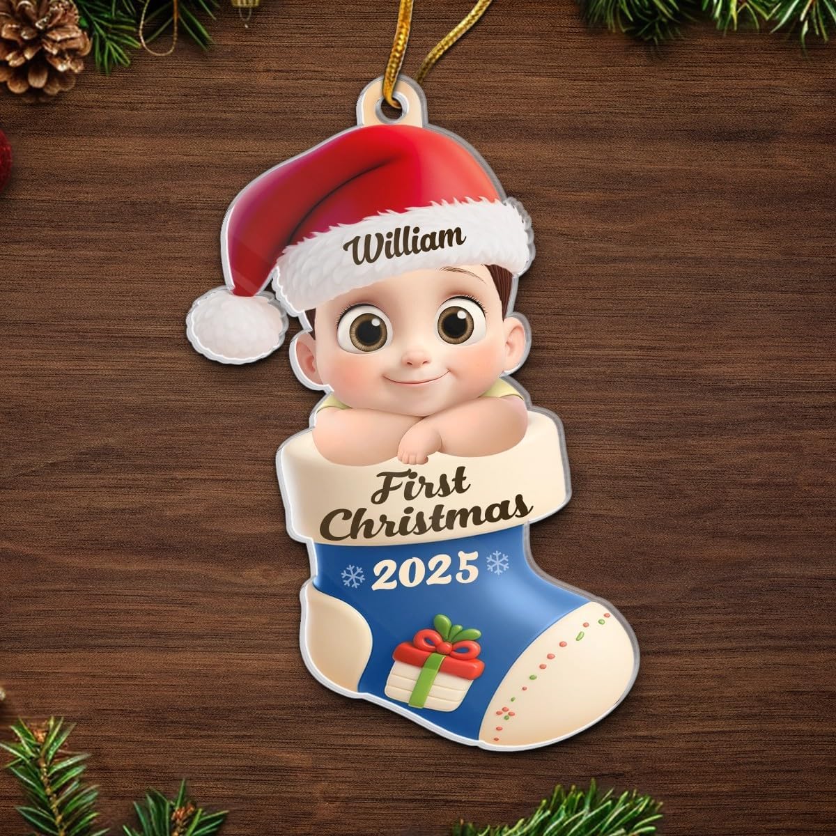 Pawfect House Custom Acrylic Ornament, Personalized Christmas Baby Shower, Gender Reveal Gifts for New Moms, New Dads, New Parents, Too Cute to Be Pine, Baby's First Christmas Ornament 2025