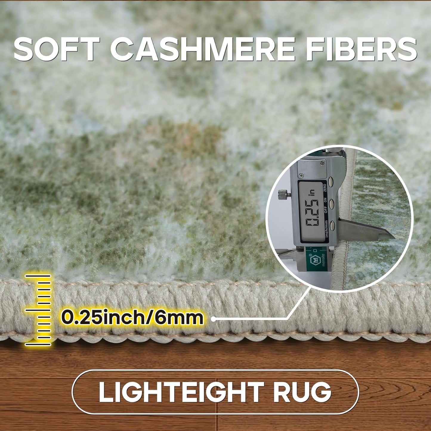 5x7 Area Rugs for Living Room Rug Washable: Modern Rug for Dining Room Bedroom Carpet Non Slip Low Pile 5 by 7 Indoor Abstract Nursery Home Office Green